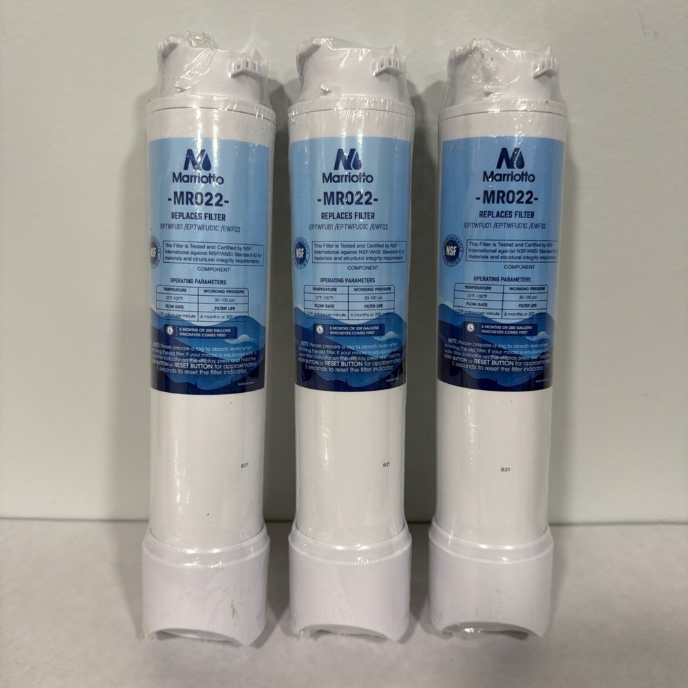 3x Marriotto MR022 Replacement Water Filter, Replaces EPTWFU01, EPTWFU01C, EWF02